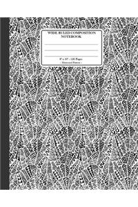 Wide Ruled Composition Notebook 8x 10. 120 Pages. Distressed Pattern