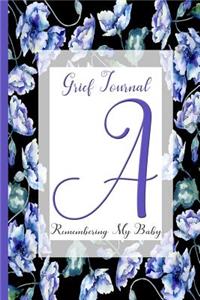 Blue Watercolor Flowers, Monogram Letter a
