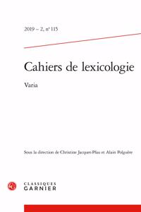 Cahiers de Lexicologie