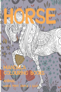 Mandala Colouring Books - Large Print - Simple & Easy - Animal - Horse