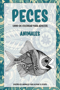 Libro de colorear para adultos - Diseños de animales para aliviar el estrés - Animales - Peces