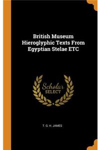 British Museum Hieroglyphic Texts From Egyptian Stelae ETC