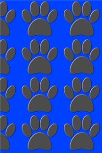 Gray Dog Paw Prints On Blue