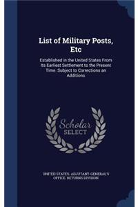List of Military Posts, Etc