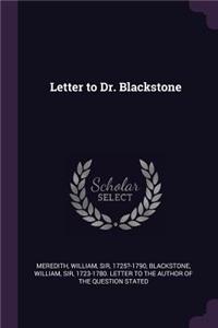 Letter to Dr. Blackstone