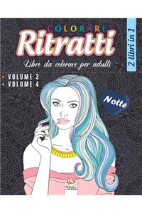 Colorare Ritratti - Notte - 2 libri in 1