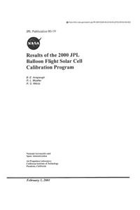 Results of the 2000 Jpl Balloon Flight Solar Cell Calibration Program