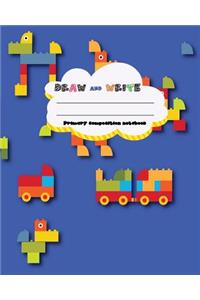 Draw and write Primary composition notebook, Kids car truck lego