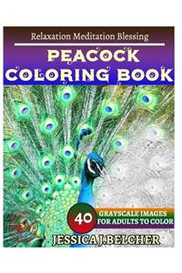 PEACOCK Coloring Books: For Adults and Teens Stress Relief Coloring Book: Sketch Coloringbook 40 Grayscale Images