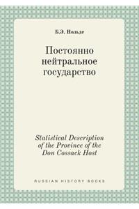 Statistical Description of the Province of ​​the Don Cossack Host