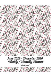 June 2019 - December 2020 Bloom Floral Weekly / Monthly Planner 8.5x11
