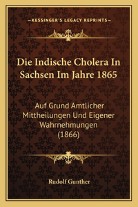 Indische Cholera In Sachsen Im Jahre 1865