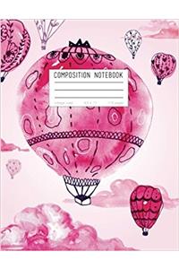 Composition Notebook Pink Watercolor Hot Air Balloons (Dreamy Journals)