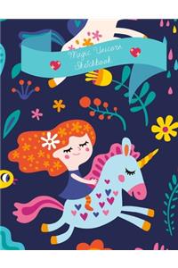 Magic Unicorn Sketch Book for Girls & Children! Cute Folk Lore Design Magical Unicorn Drawing Pad Blank Paper, Unicorns Spark Magical Imagination for Drawing, Art & Creative Fun!