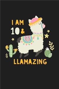 I Am 10 & Llamazing Cute Funny 10th Birthday Llama