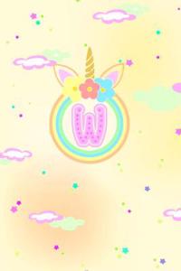 Unicorn Horn Monogram Journal - Letter W
