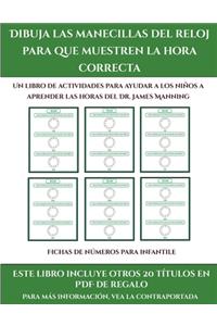 Fichas de números para infantile (Dibuja las manecillas del reloj para que muestren la hora correcta)