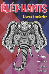 Livres à colorier - Lignes épaisses - Animal avancé - Éléphants