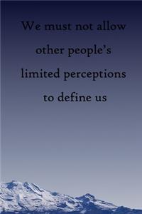 We must not allow other people's limited perceptions to define us