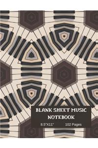 Blank Sheet Piano Music Notebook.