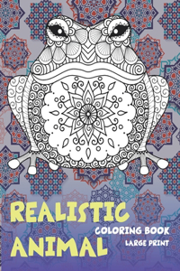 Realistic Animal Coloring Book - Large Print