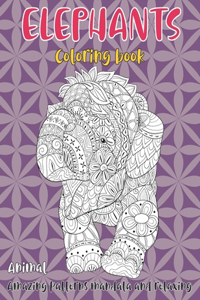 Coloring Book Animal - Amazing Patterns Mandala and Relaxing - Elephants