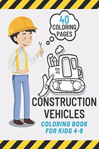 Construction Vehicles Coloring book for kids 4-8