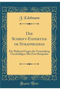 Die Schrift-Expertise Im Strafprozess: Ein Mahnruf Gegen Die Verurteilung Unschuldiger; Mit Zwei Beispielen (Classic Reprint)