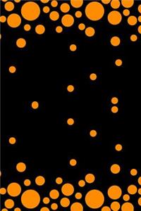 Notebook: orange bubbles on a black background 6 X 9 150 gray lined white pages 75 sheets for journaling or note taking, doodling, drawing, sketching in gloss