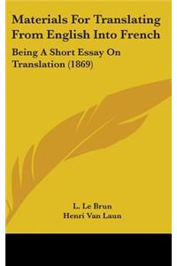 Materials For Translating From English Into French