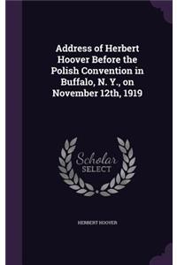 Address of Herbert Hoover Before the Polish Convention in Buffalo, N. Y., on November 12th, 1919