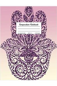 Composition Notebook: Pink and Purple Hamsa Design, College Ruled (Trendy Journals)