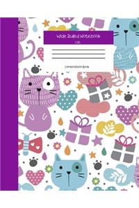 Wide Ruled Notebook Cat Composition Book