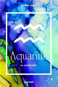 Zodiac signs AQUARIUS in watercolor Journal