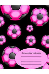 Composition Notebook: Pink Soccer Balls Sports Comp Book