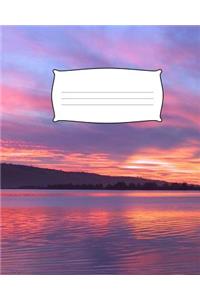Tropical sunset composition Wide Ruled Line Paper