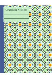 Flower Mosaic Tile Composition Notebook - Sketchbook