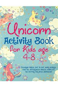 Unicorn Activity Book for Kids age 4-8