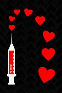 Journal: Syringe Injection with Love Hearts Mini Note Book to Write in Thoughts Ideas and Memory Keepsakes