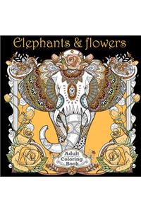 Adult Coloring Books: Elephants & Flowers