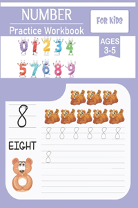 Number practice workbook for kids ages 3-5