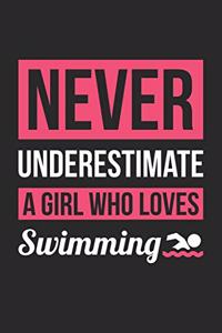 Never Underestimate A Girl Who Loves Swimming - Swimming Training Journal - Swimming Notebook - Gift for Swimmer