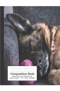 Composition Book Sleeping German Shepherd Dog - Large Hexagon