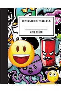 Smiley Wide Ruled Composition Notebook 8x10
