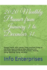 2020 Monthly Planner from January 1 to December 31