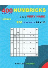 400 NUMBRICKS puzzles 9 x 9 VERY HARD + BONUS 250 LABYRINTH 25 x 25