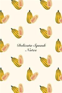 Delicata Squash Notes: 6"x9" Notebook Watercolor Texture Design Vegetable Food Ingredient Pattern Cover. 108 Blank Lined Pages Matte Softcover Note Book Journal