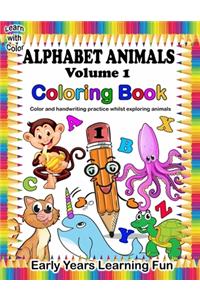 Learn with Color Alphabet Animals Volume 1 Coloring Book