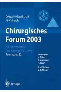Chirurgisches Forum 2003 Für Experimentelle Und Klinische Forschung