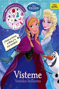 Frozen. Visteme. Vestidos brillantes: Adhesivos con purpurina